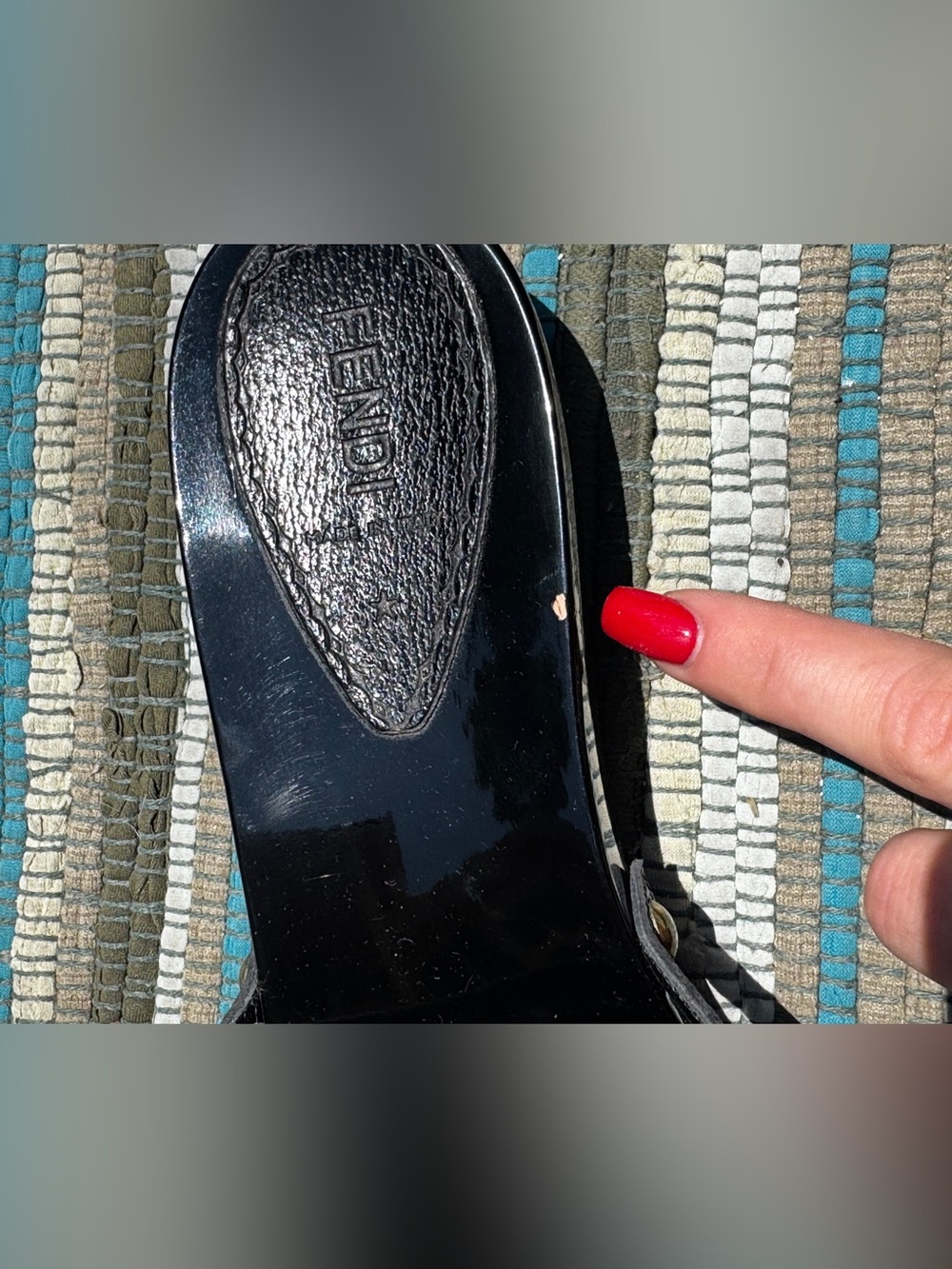 Y2K Vintage Fendi Black Wooden slide sandals Sz 38 1/2 - Picture 7 of 8